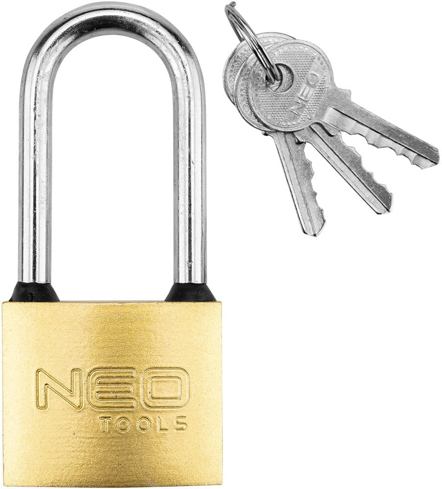 Kłódka z długim jarzmem 50 mm, 3 klucze