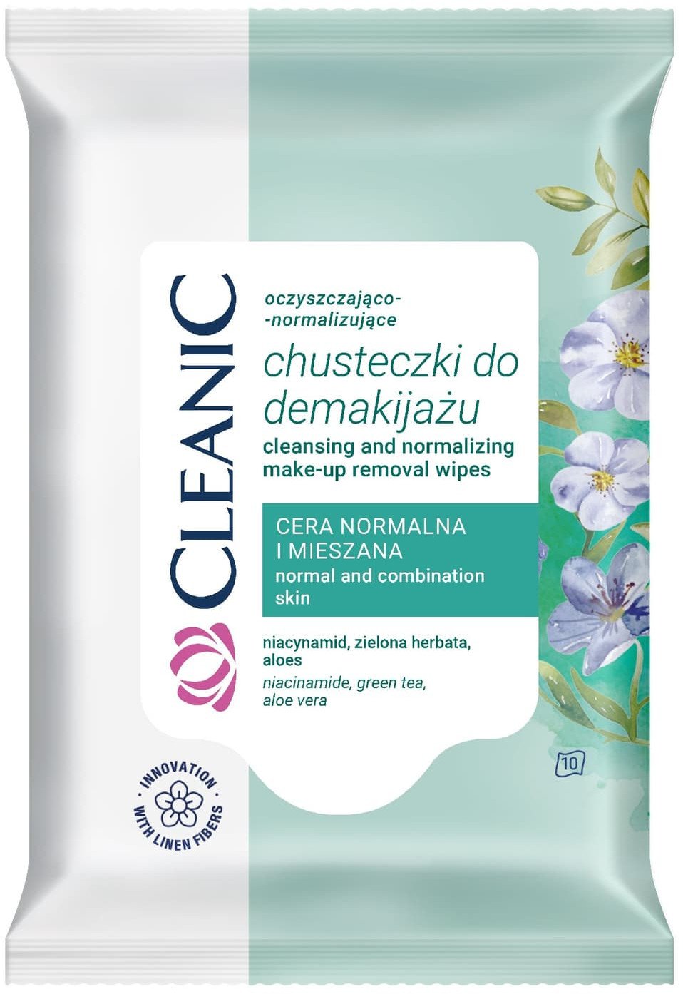 Cleanic Oczyszczająco-normalizujące chusteczki do demakijażu 10 szt.