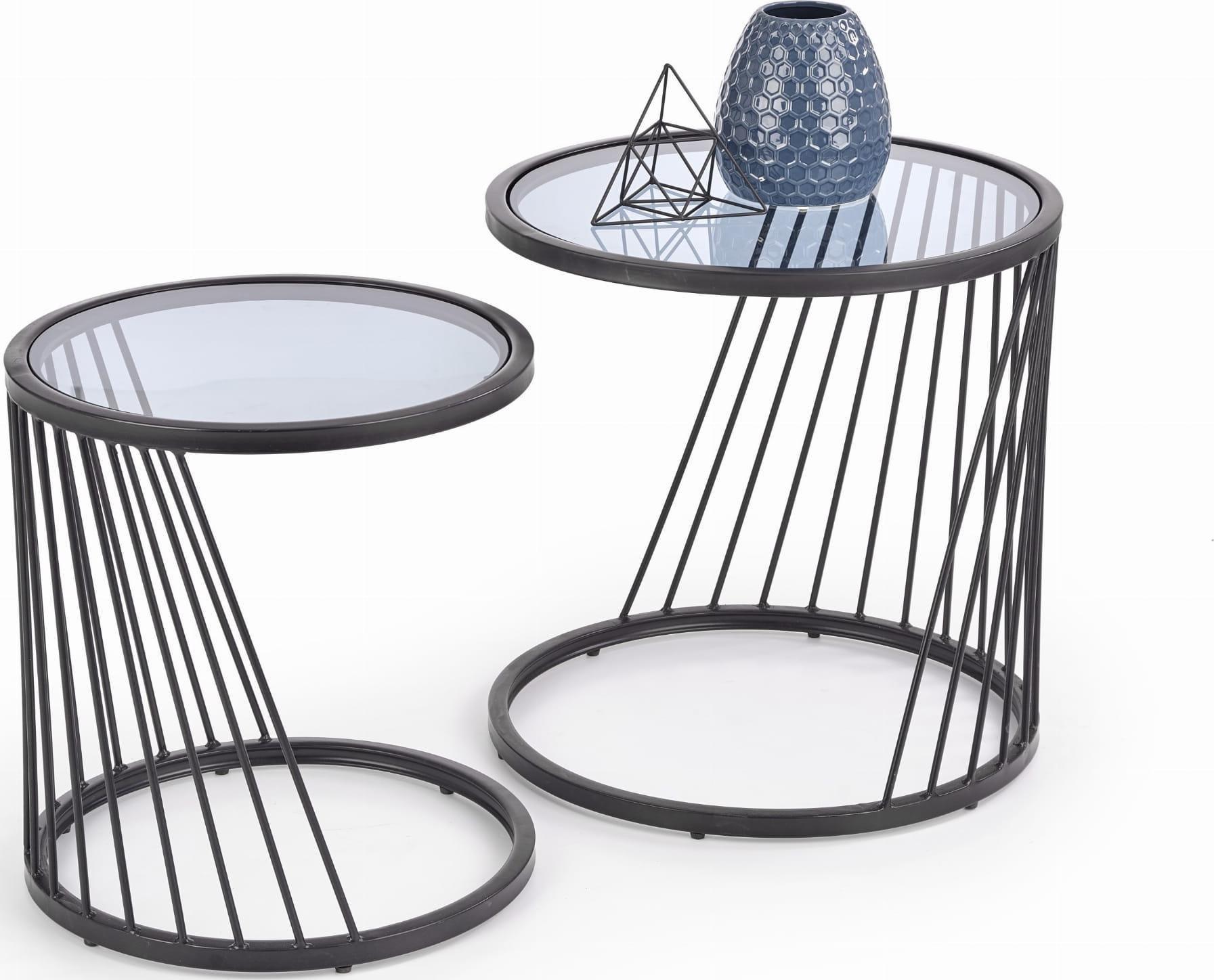 Halmar WNĘTRZARSKIE ZESTAW DWÓCH ŁAWA STOLIKÓW ANTILLA CZERŃ