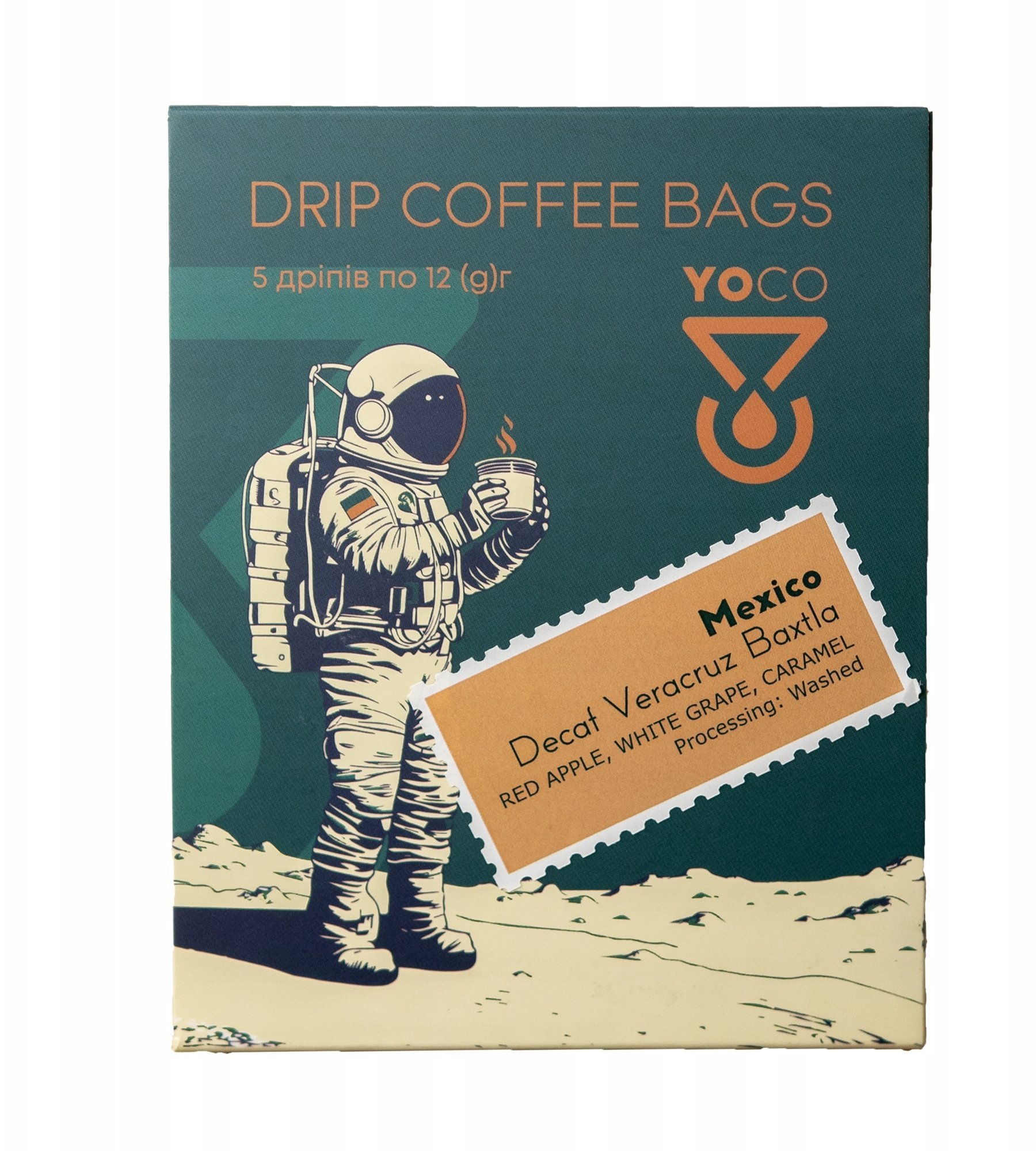 Kawa mielona YoCo Drip Bag Coffee Coffee Mexico Decaf Veracruz Bezkofeinowa 5x12g