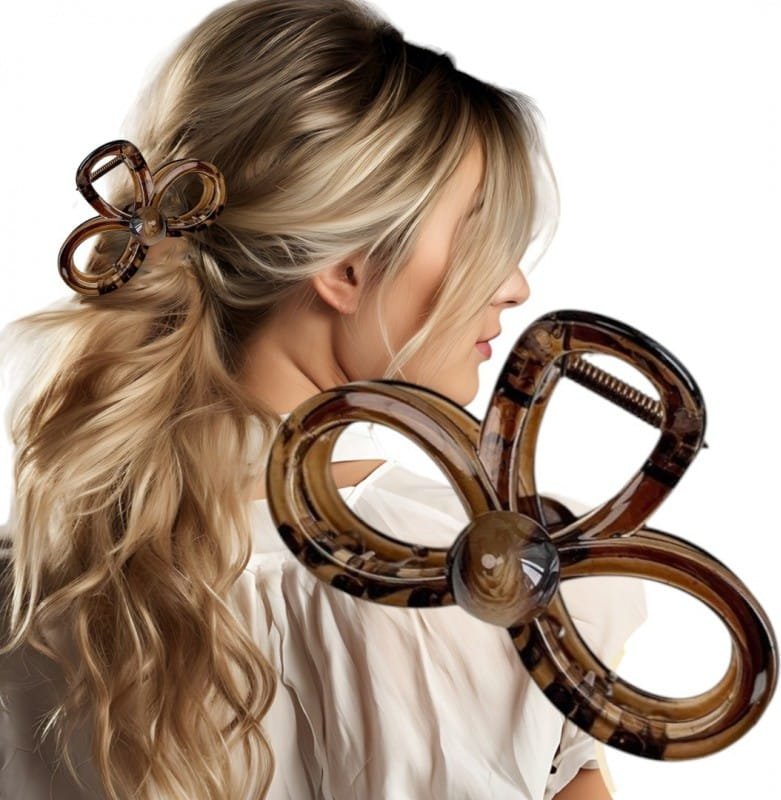 Spinka klamra do włosów XL transparentna brązowa 9x5,5cm SP365