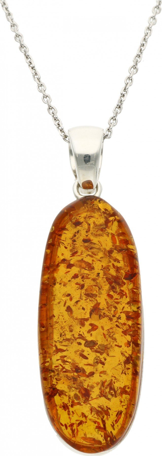 Rosanto Podłóżńą owalna srebrna zawieszka z bursztynem bałtyckim 925