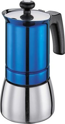 Kawiarka Cilio Kafeteria stalowa, śred. 9 x 18 cm, 4 filiżanki, niebieska Tosca / Cilio
