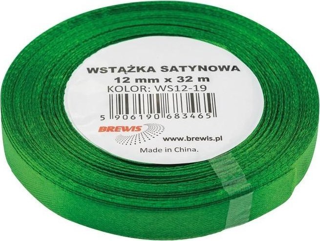 BREWIS Wstążka satynowa zielona 12mmx32m