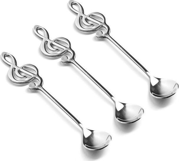 GM Łyżeczki muzyczne klucz wiolinowy 3 szt. - srebrne