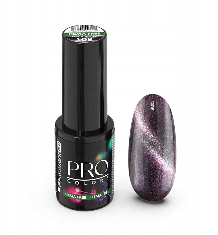 Cosmetics Zone EXCELLENT PRO_Pro Colors Cat Eye lakier hybrydowy 108 Mystic Violet 7g