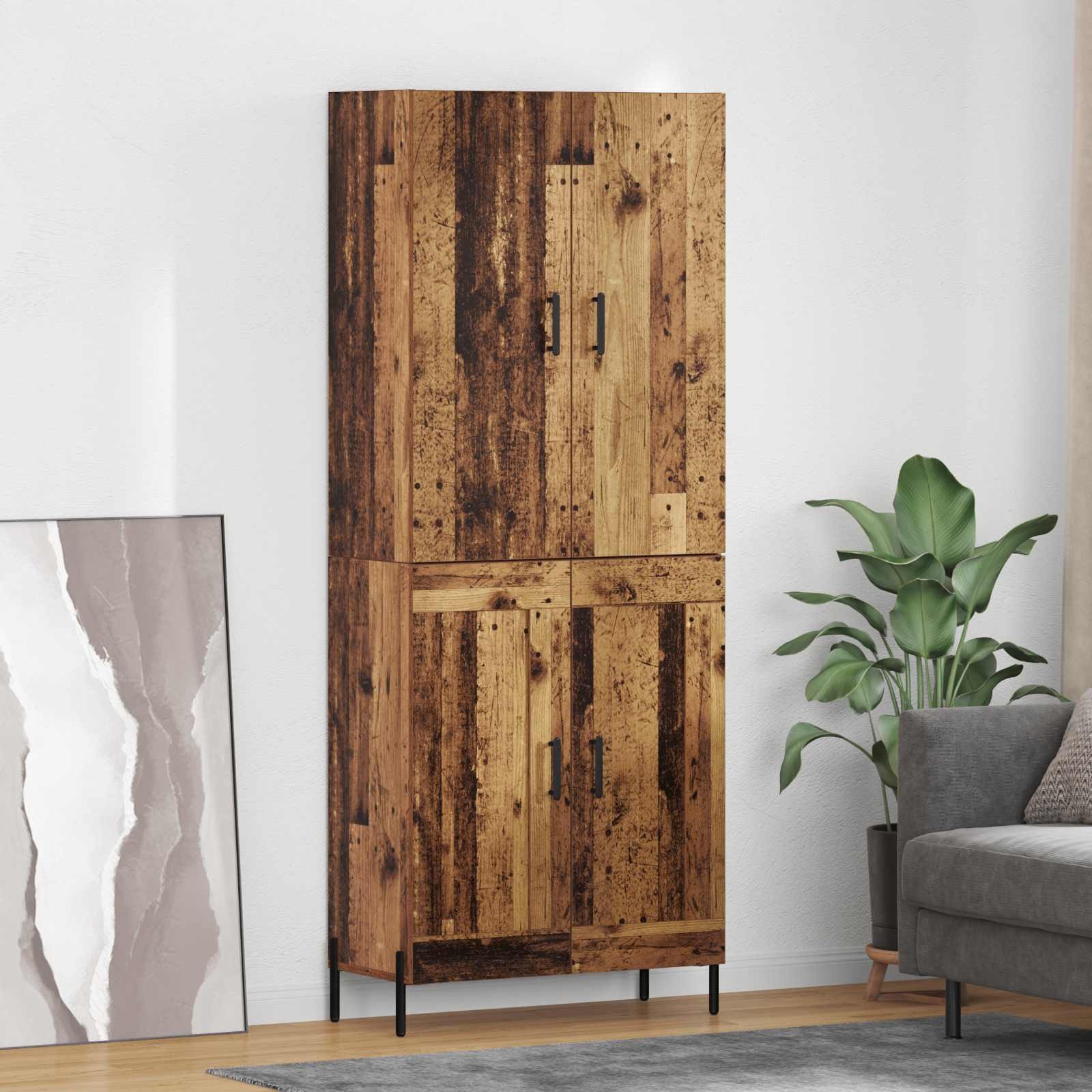 vidaXL Highboard Ścienny Stare drewno 69,5 x 34 x 180 cm