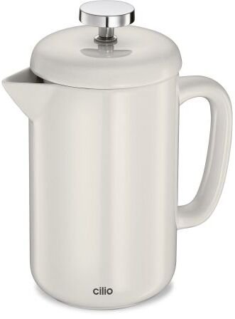 Kawiarka Cilio Kafeteria tłokowa Bianca, porcelana, 0,5 l (4 filiżanki), śred. 9,5 x 17,5 cm, biała