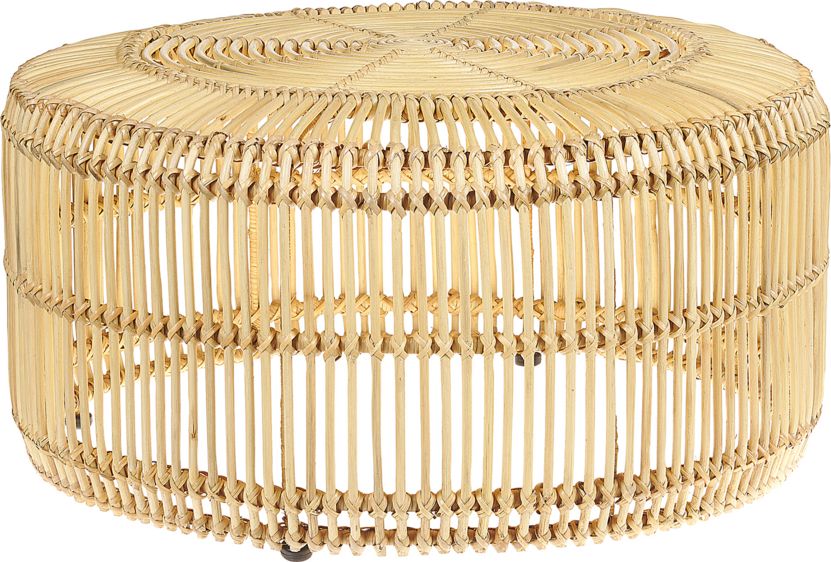 Beliani Stolik kawowy rattanowy jasne drewno LIMNI