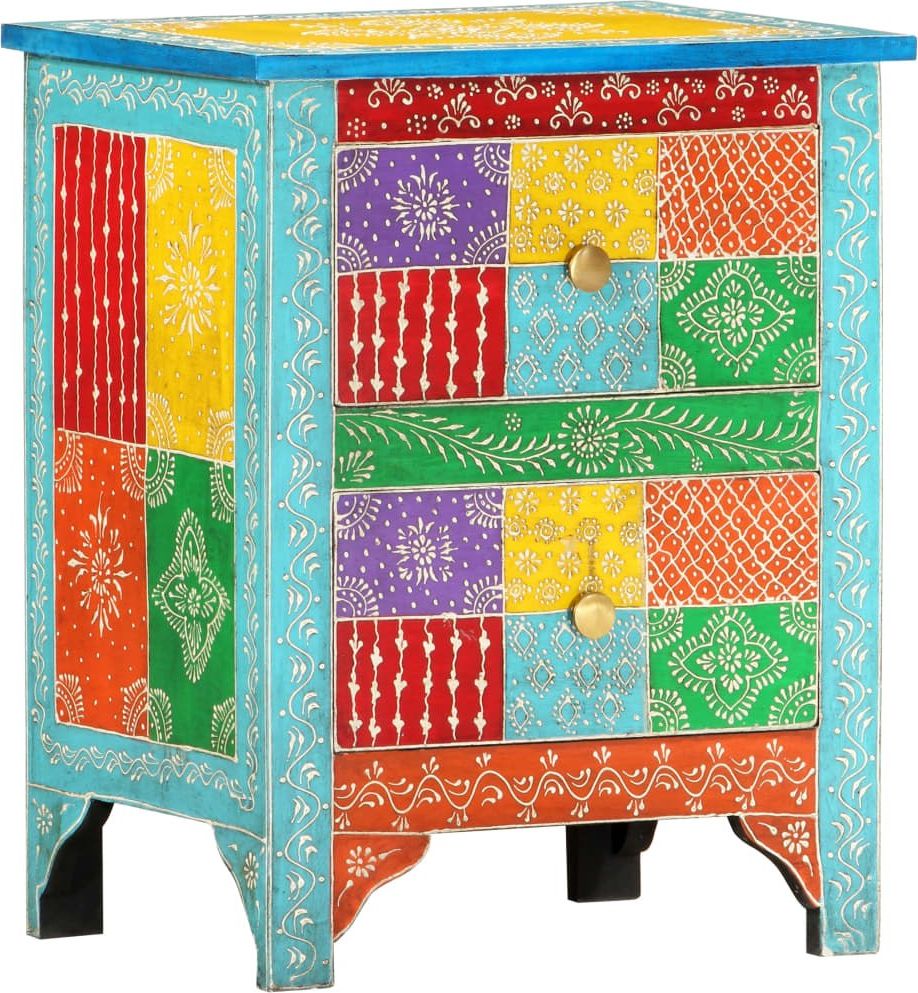 vidaXL VidaXL Ręcznie malowana szafka nocna, 40x30x50 cm, lite drewno mango