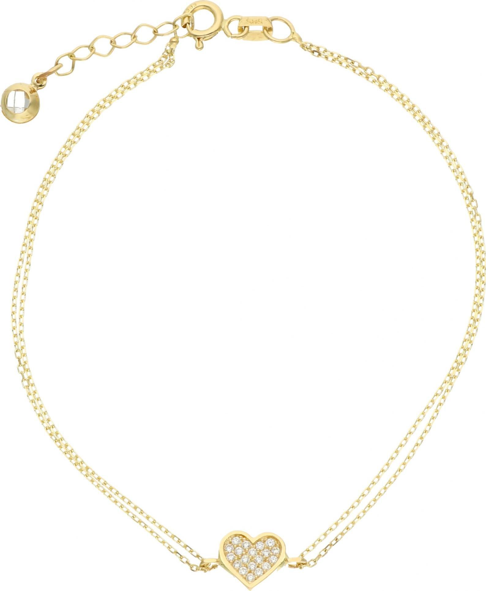 Rosanto Piękna subtelna złota bransoletka z serduszkiem 19 cm 585 14k