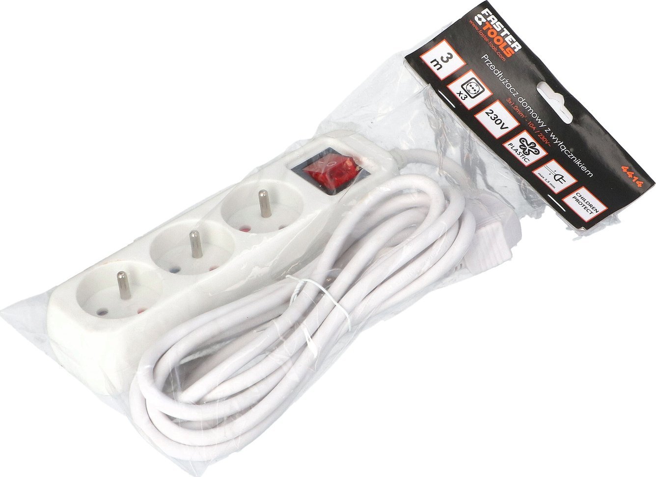 Faster Tools FASTER TOOLS Przedłużacz domowy 3-gniazda z wyłącznikiem 3 one size