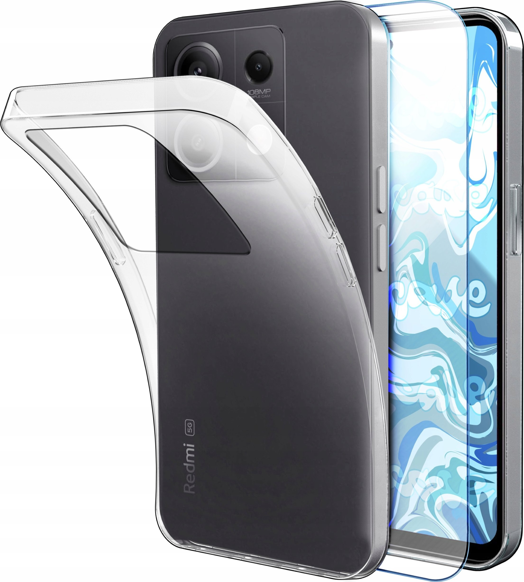 Hello Case ETUI DO XIAOMI REDMI NOTE 13 5G GUMOWE OBUDOWA CASE SILIKON SLIM SZKŁO 9H