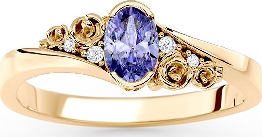 WĘC - Twój Jubiler Pierścionek zaręczynowy z żółtego złota AP-39Z z tanzanitem i diamentami 0,03 ct 16 / UE- 56