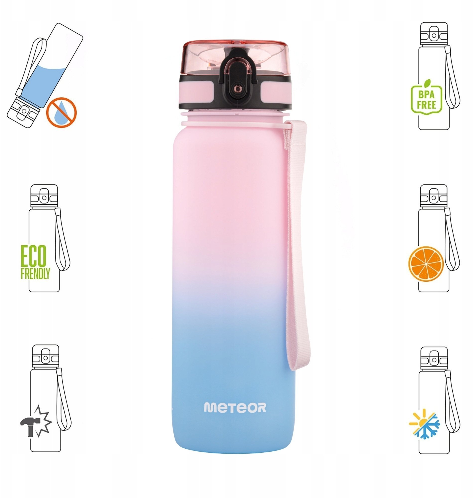 Meteor Bidon sportowy 800 ml różowy/niebieski