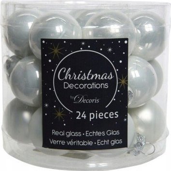 Kaemingk Bombki choinkowe srebrne zestaw 24 szt.