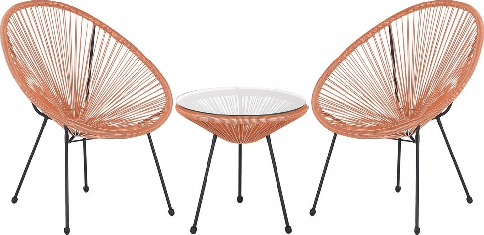 Beliani Zestaw mebli balkonowych z technorattanu pomarańczowy ACAPULCO II!