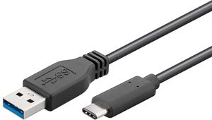 Kabel USB Goobay USB-A - USB-C 1 m Czarny (67890)
