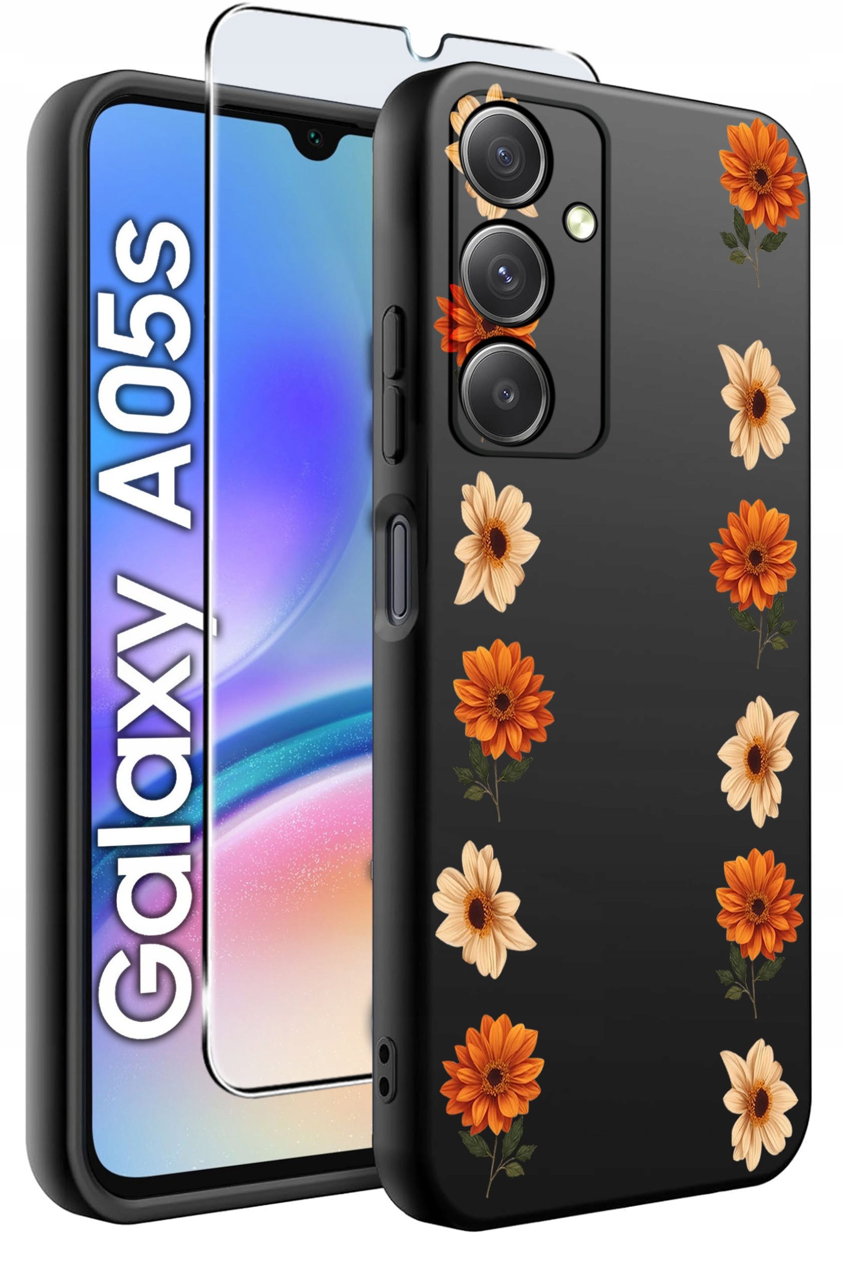 ETUI do Samsung A05s WZORY | SILIKONOWE MATT CASE + SZKŁO 9H