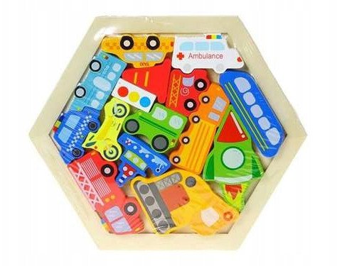 Układanka drewniana puzzle pojazdy