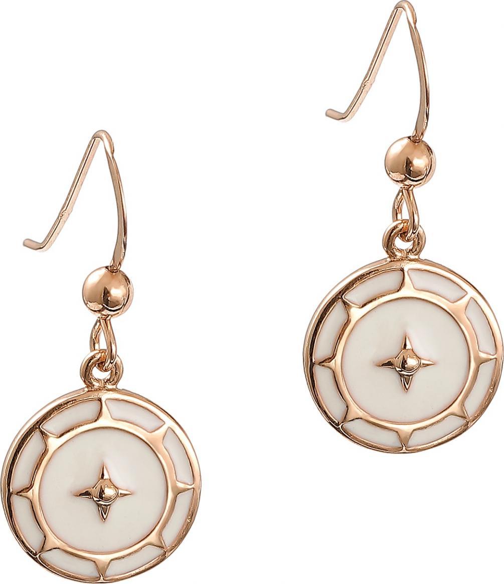 Silver & Gems Kolczyki z białą emalią pozłacane różowym złotym