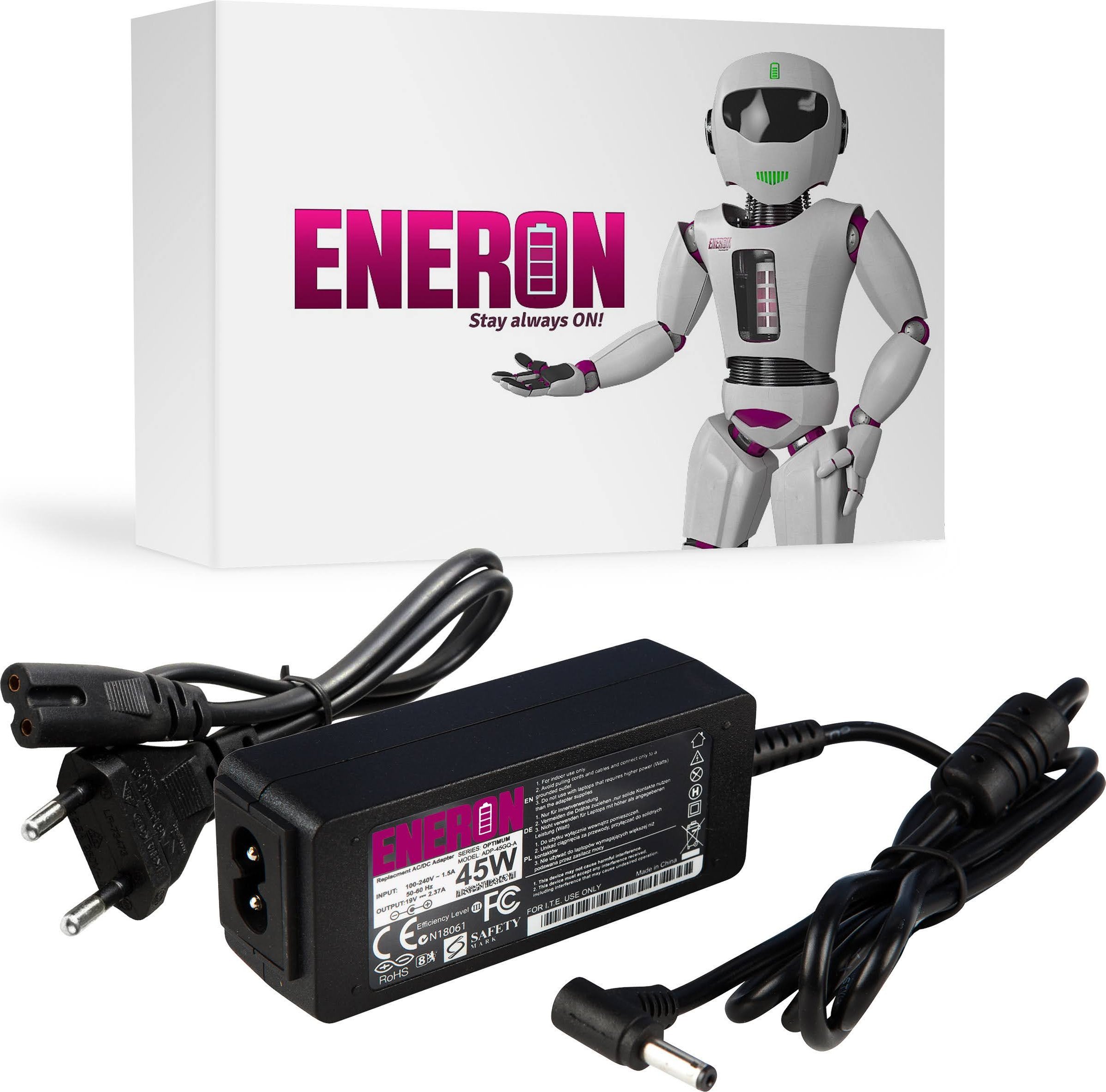 Zasilacz do laptopa Eneron 45 W, 1.35 mm, 2.37 A, 19 V