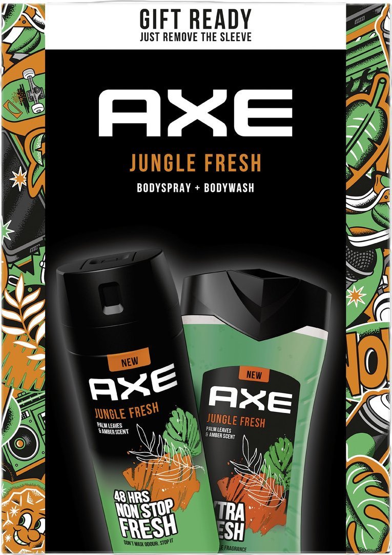 Axe Jungle Fresh Zestaw prezentowy Dezodorant w sprayu 15o ml + żel do mycia ciała 250 ml