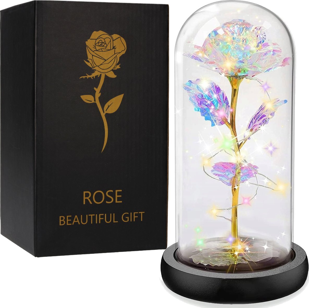 Korbi WIECZNA RÓŻA POD KLOSZEM KRYSZTAŁOWA LED PREZENT WALENTYNKI DZIEŃ MATKI WR1
