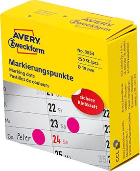 Avery Zweckform ETYKIETY ZF 3854 KÓŁKA DO ZAZNACZANIA 19 MM RÓŻOWE