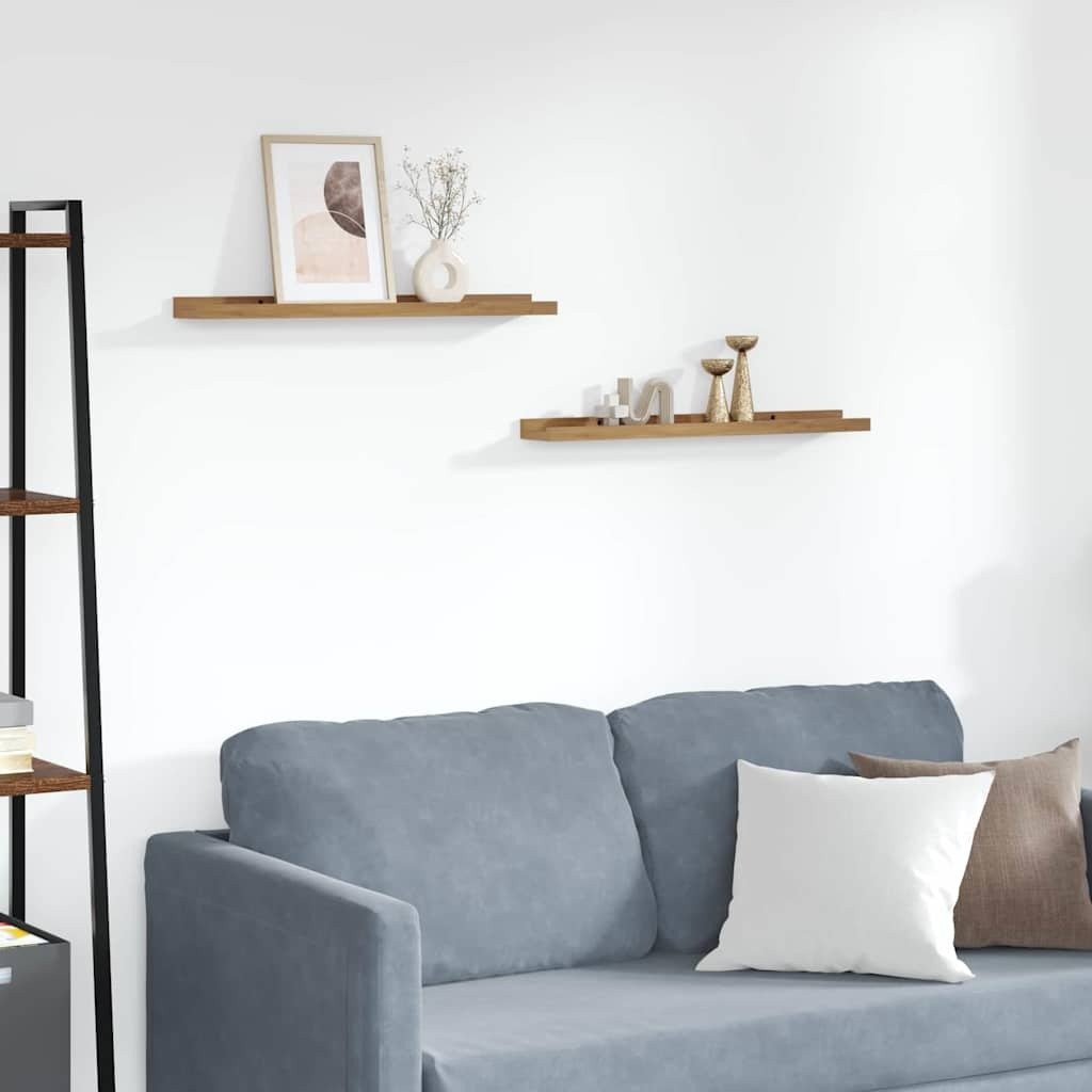 vidaXL Półki ścienne z półką 2 pcs Brązowy 60 x 9 x 3 cm