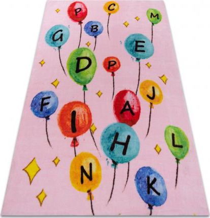 Dywany Łuszczów Dywan PLAY Balony litery abecadło G3548-3 róż antypoślizgowy, 140x190 cm