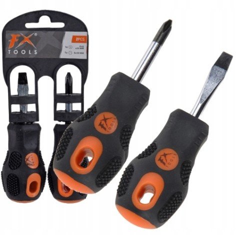 Śrubokręt krótki krzyżowy płaski zestaw 2 sztuki