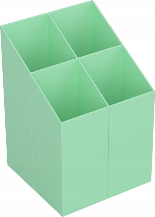 ICO Przybornik na biurko ICO kwadratowy, plastikowy, 4 komory, pastelowy zielony