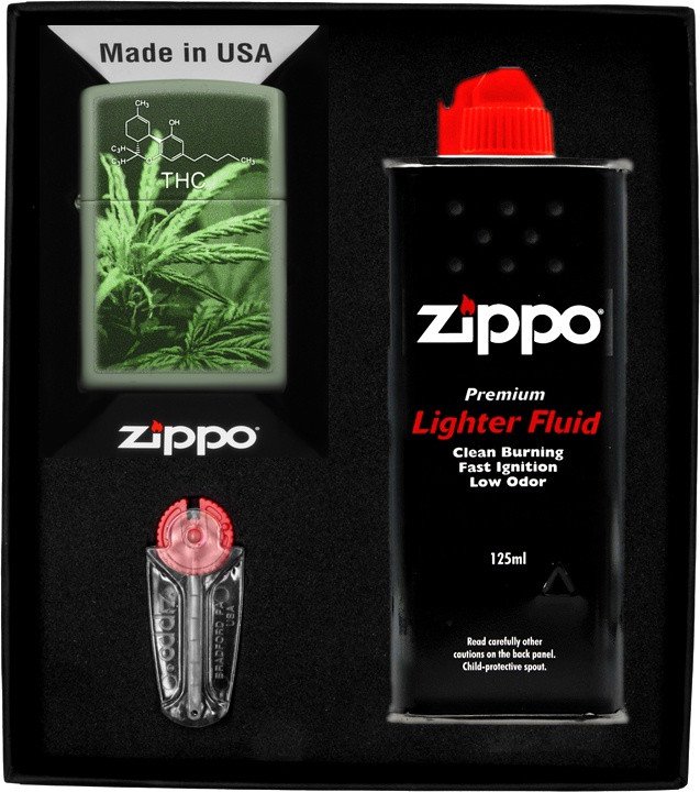 Zestaw ZIPPO Zapalniczka THC CANNABIS DESIGN Prezentowy No1