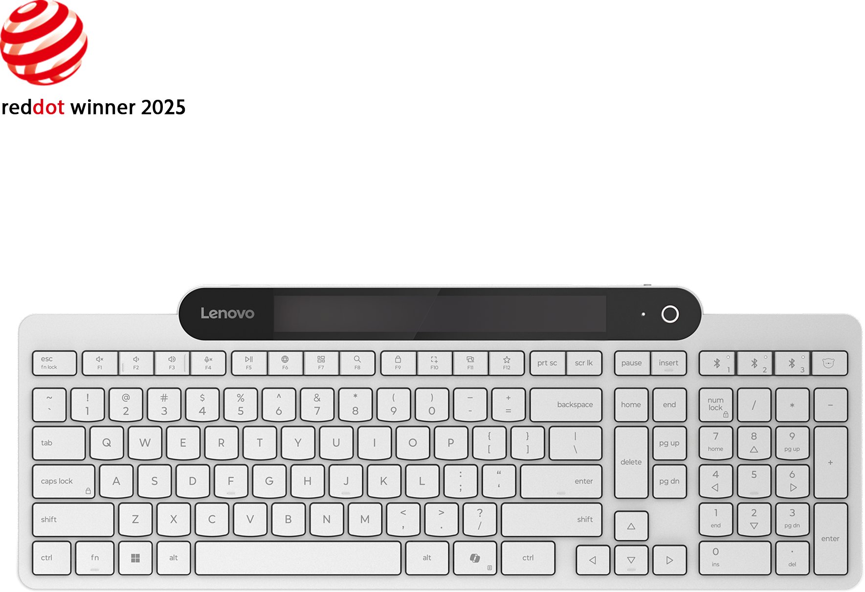 Lenovo 800 Self-Charging Bluetooth Keyboard-US English | Keyboard | Bluetooth | US English | White