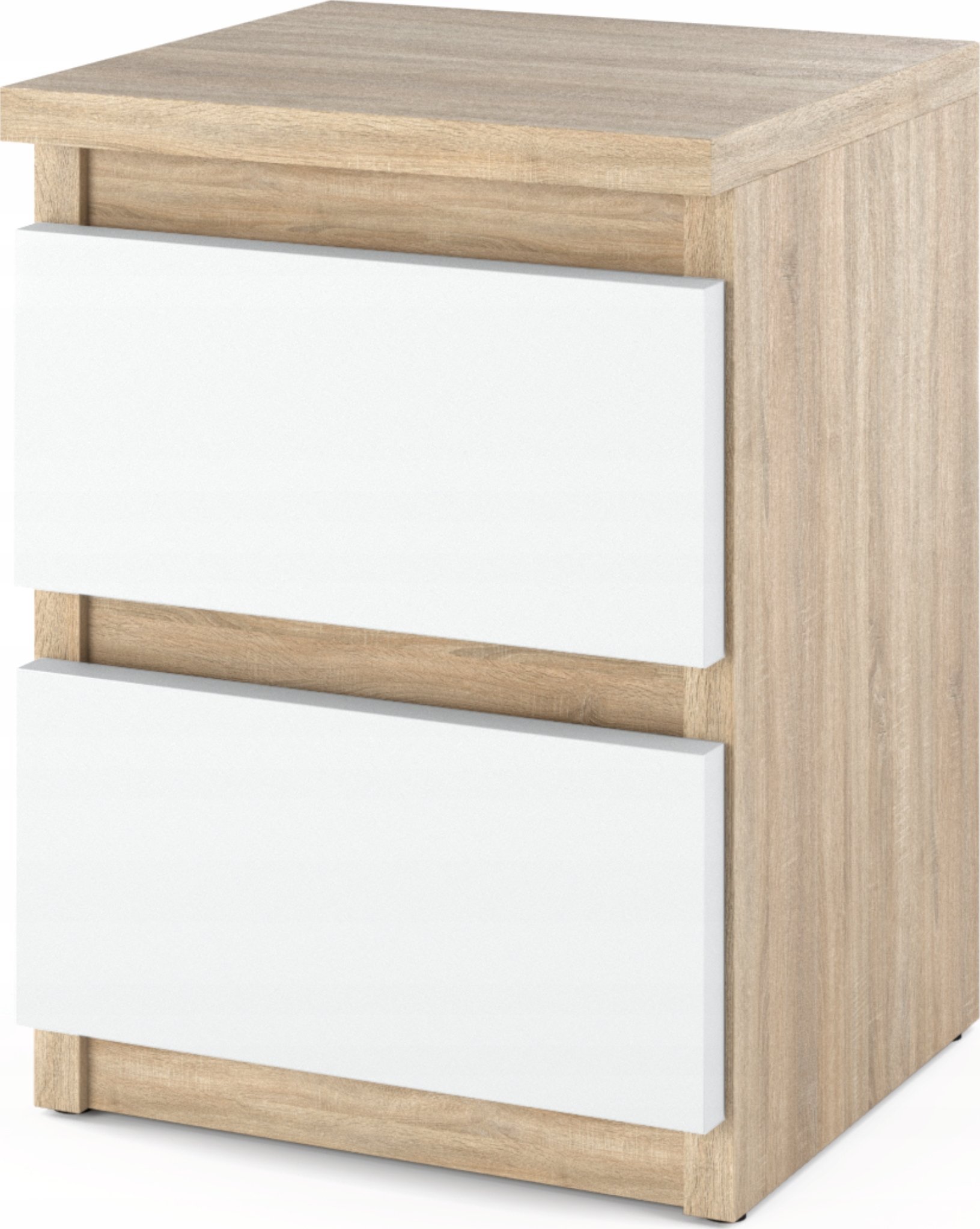 Stiv-Meble Szafka Nocna Dąb Sonoma Biała z 2 Szufladami 30 CM Stolik Nocny Nakastlik