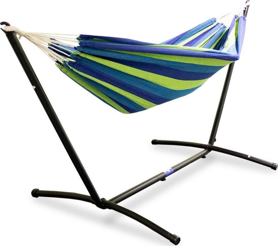 Lacestone Niebiesko-zielony Hamak na stelażu ogrodowy zewnętrzny