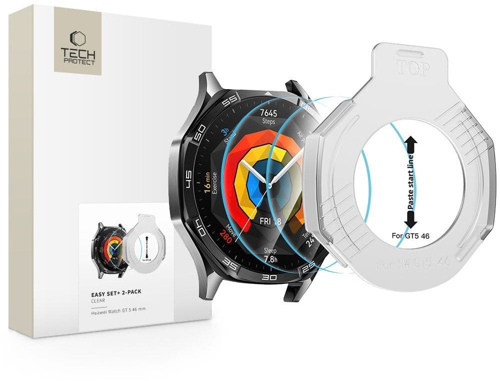 Szkło hartowane Tech-Protect Easy Set+ do Huawei Watch GT 5 46mm Clear [2 PACK]