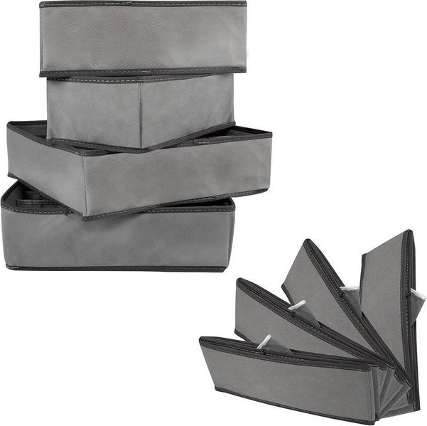 Springos Organizer do szuflady na bieliznę z przegródkami ciemny szary zestaw 4 szt. UNIWERSALNY