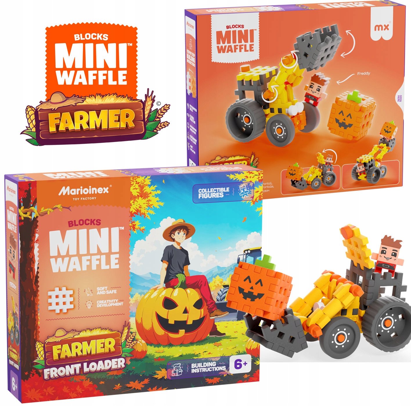 Marioinex Mini Waffle Farmer Koparka 50 elementów