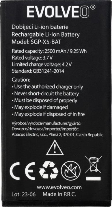 Bateria Evolveo EVOLVEO originální baterie 2500 mAh pro StrongPhone X5