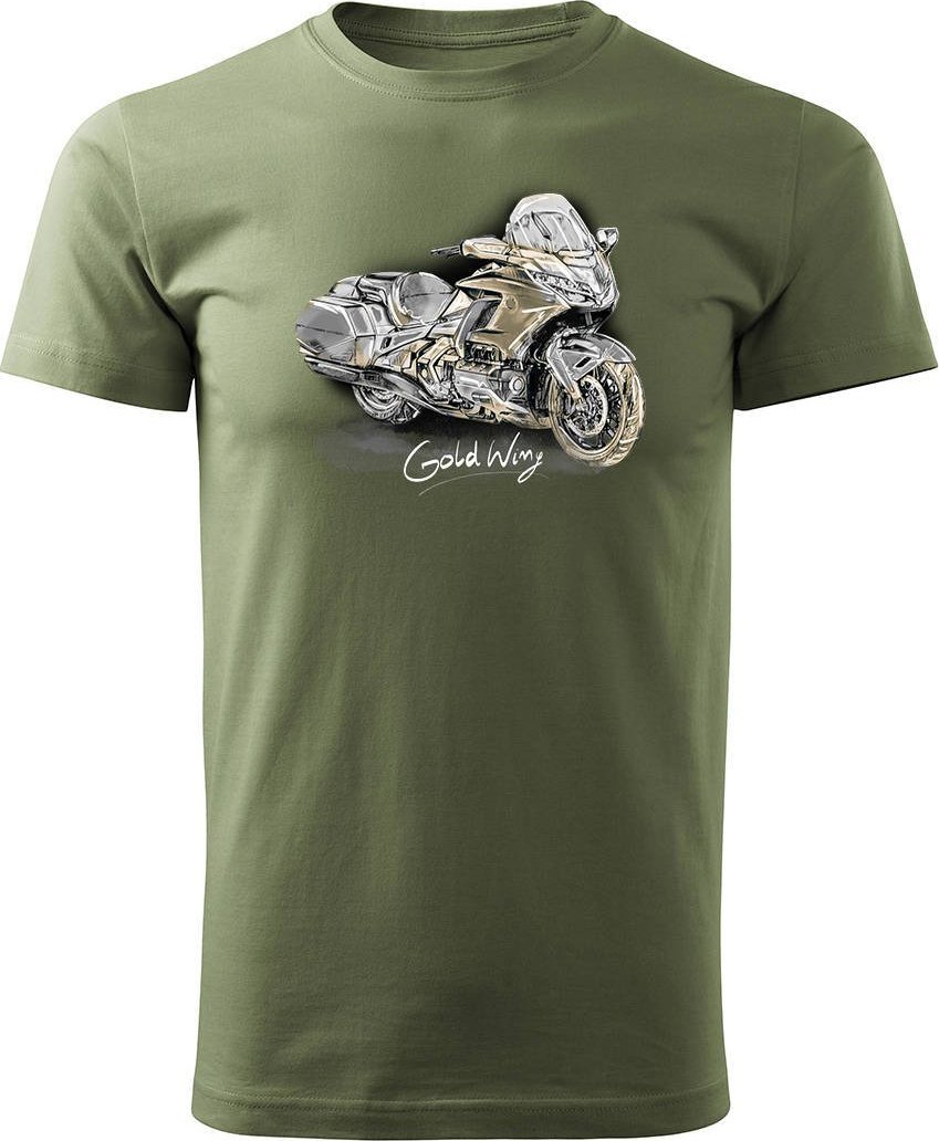 Topslang Koszulka motocyklowa z motocyklem na motor Honda Goldwing męska khaki M