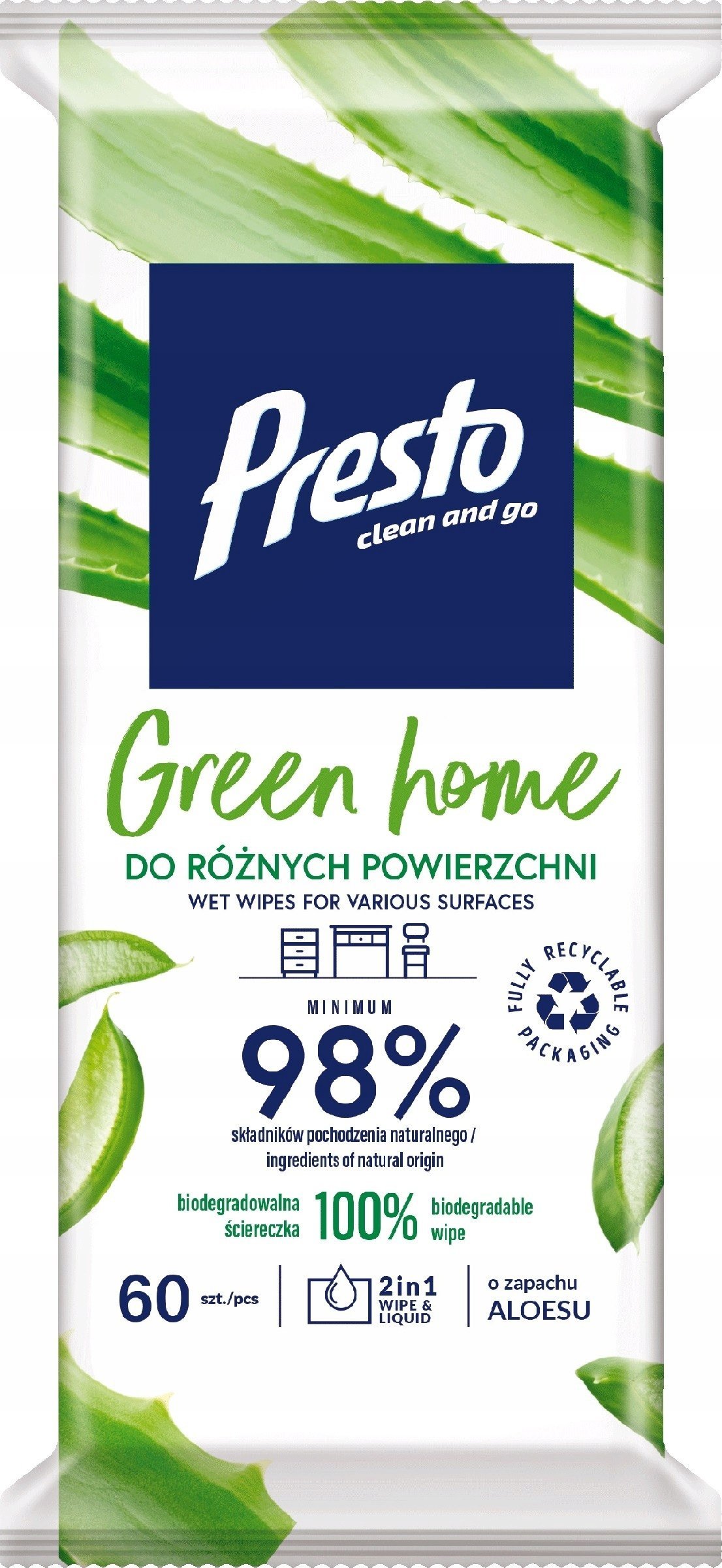 Osram Presto Ściereczki gospodarcze do różnych powierzchni Green Home Aloes 60szt