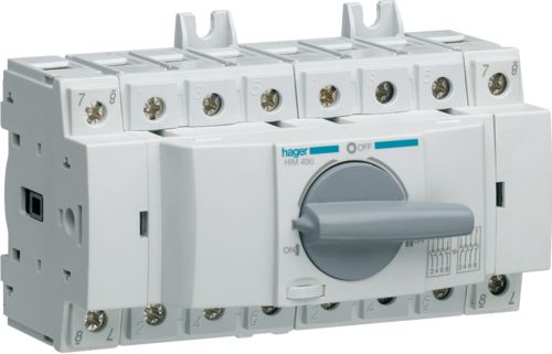 Hager Przełącznik w układzie przełącznym I-0-II 4P 63A (HIM406)