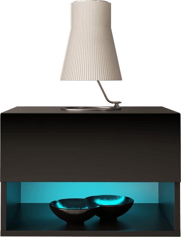 MEGSTYL SZAFKA NOCNA AIR 1 50cm CZARNY MAT POLYSK + LED RGB