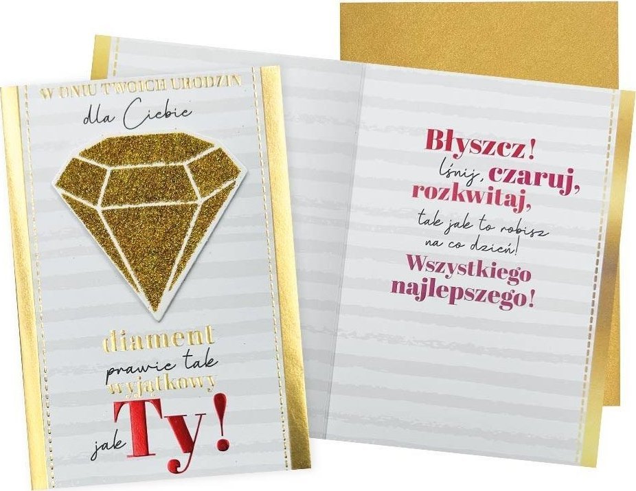 KUKARTKA Karnet B6 Urodziny diament