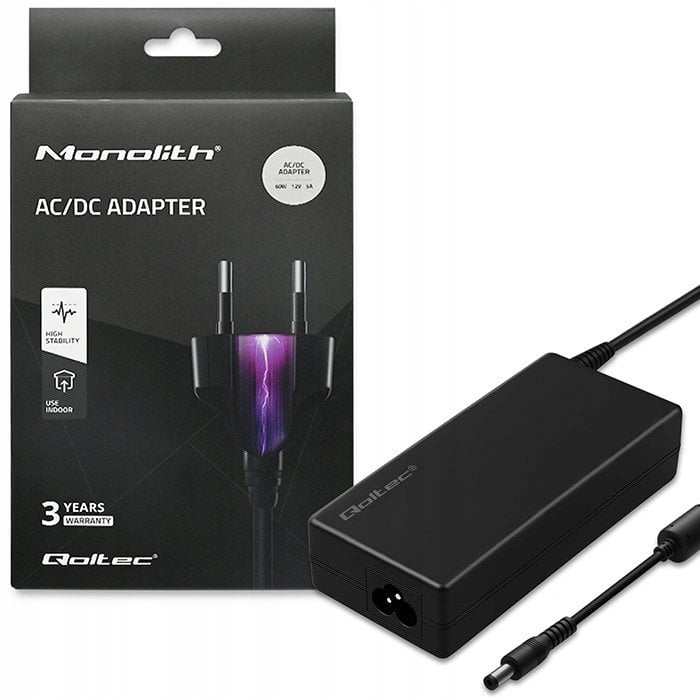 Qoltec Zasilacz desktopowy do laptopa 60W | 12V | 5A | 5.5*2.5 | +kabel zasilający