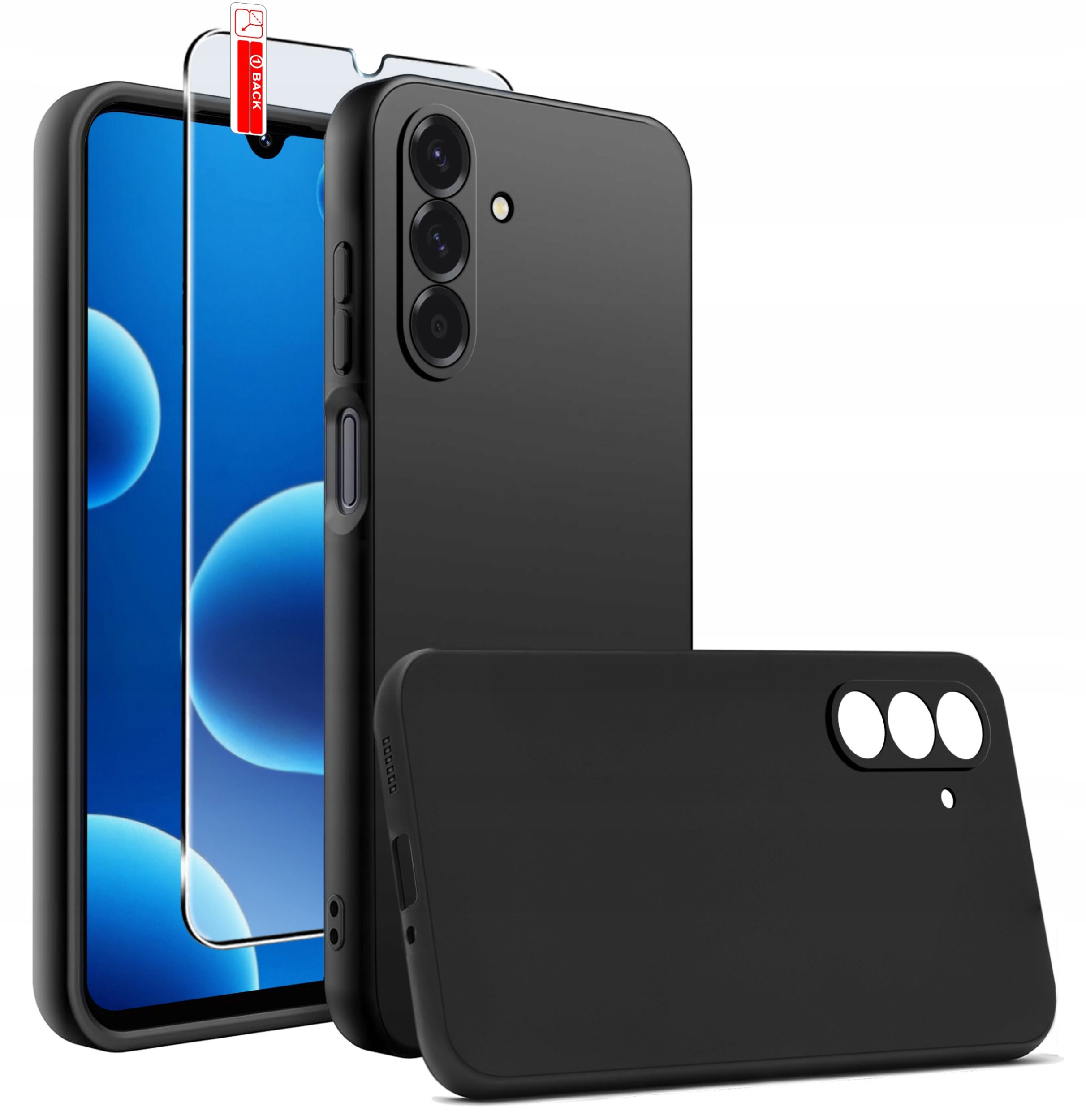 Etui Czarne Matowe Silikon Slim do Samsung A17 5G + SZKŁO 9H