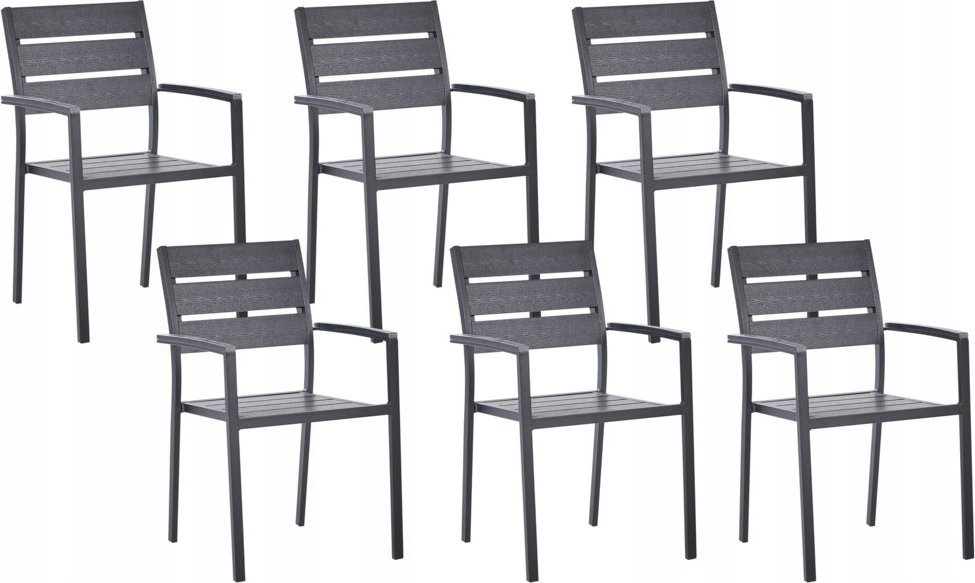 Beliani Zestaw 6 krzeseł ogrodowych czarny VERNIO