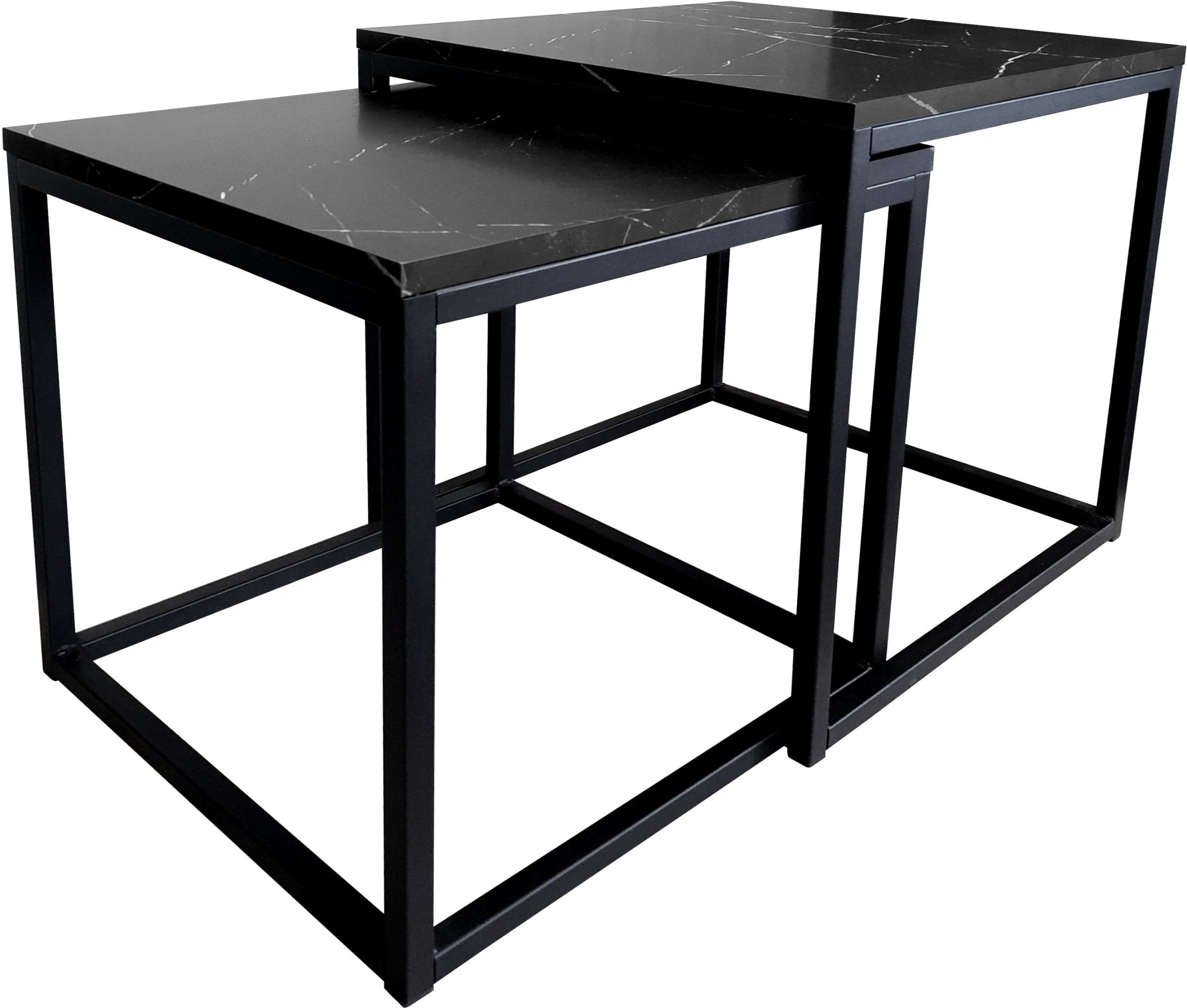 Stolik kawowy 2W1 marmur podstawa czarna